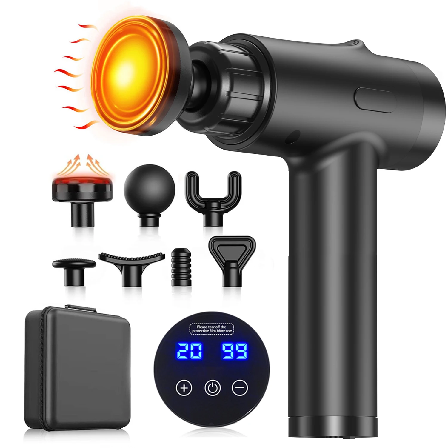 Massage Gun Deep Tissue - ปืนนวดกล้ามเนื้อแบบลึก LINGTENG, เครื่องนวดกล้ามเนื้อไฟฟ้าแบบพกพา, ปรับระดับความเร็วได้ 20 ระดับ,