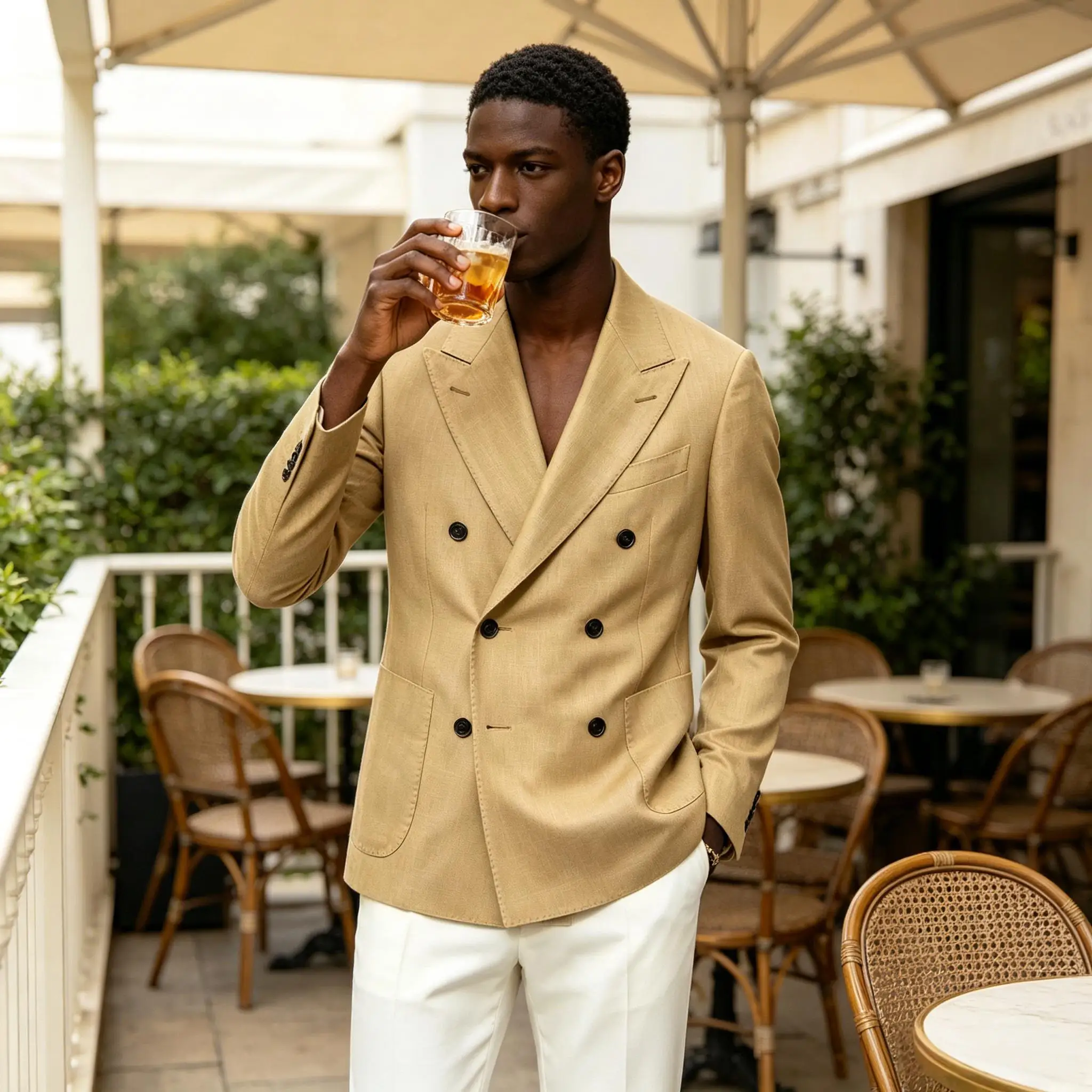 

Men's Linen Double Breasted Blazer Slim Fit Casual Sport Coat Peak Lapel Lightweight Summer Suit Jacket for Wedding Business
