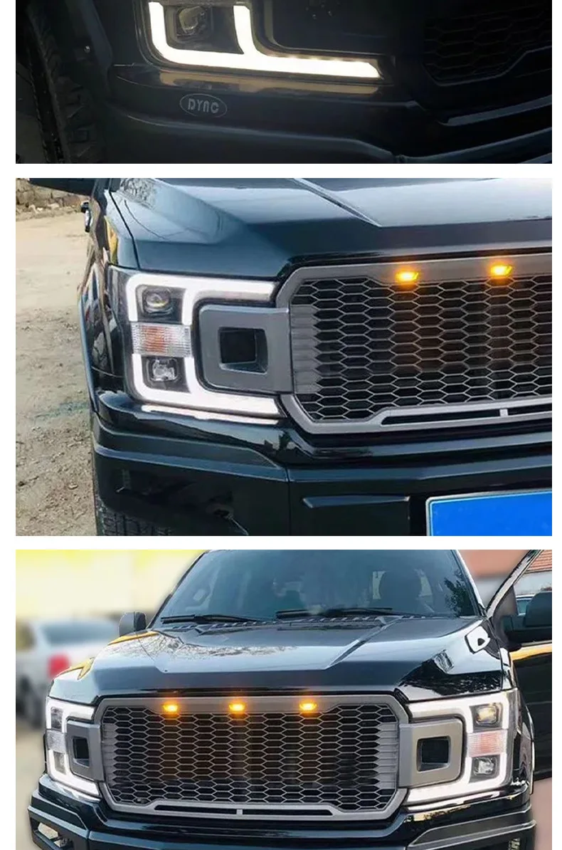 

Suitable for Ford F150 V1 Headlights, A Pair of LED Daytime Running Lights, 18 RECON Lens Headlight Assemblies