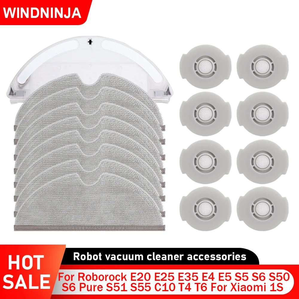 Wassertank, Mopptuch und Filter für Roborock E20 E25 E35 S5 S6 Pure S50 S51 S55 C10 T4 T6 und Xiaomi 1S Staubsauger-Ersatzteile