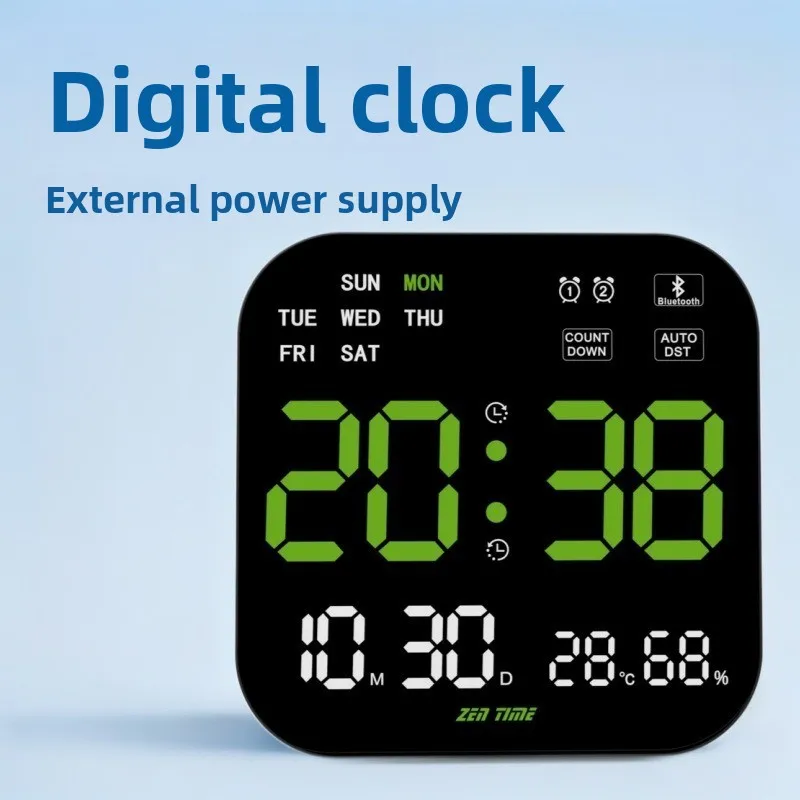 Large Screen LED Wall Clock with Ambient Light–Minimalist Hanging Decor for Living Room Bedroom, Modern Date Temperature Display