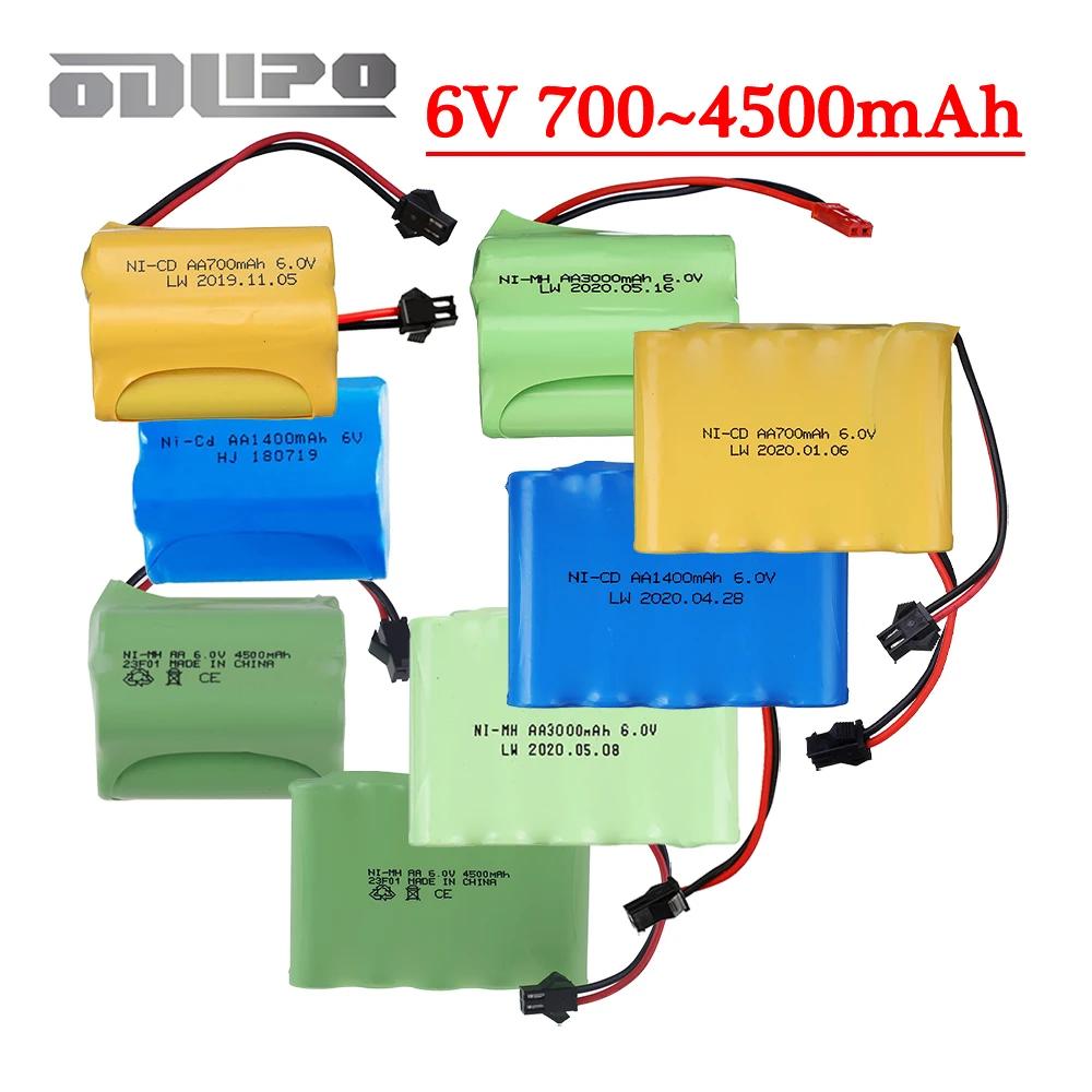 700mah 1400mah 1800mah 2800mah 3000mAh 3500mah 4500mah NiCD Battery AA 6V NiMH Battery For RC Toys Cars Trucks Tanks Boats Guns