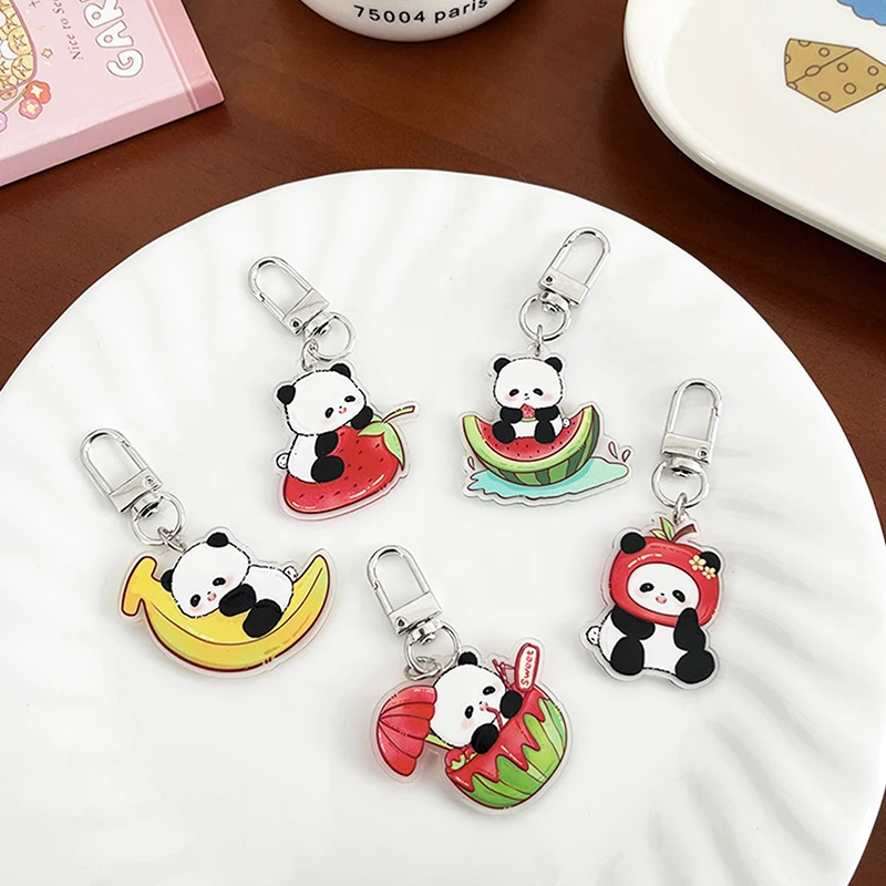 1PCS Cute Panda Key Chain Animals Ins Keychain Earphone Schoolbag Keychain Pendant Diy Accessories