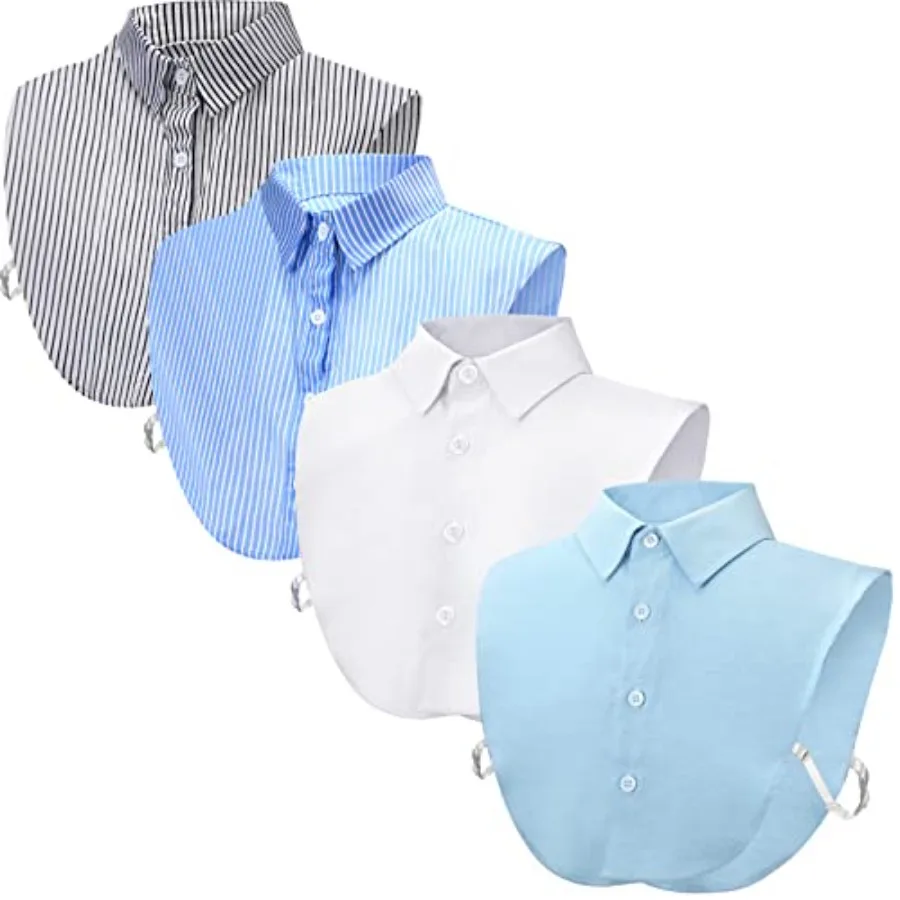 

Syhood 4 Pcs Fake Collars for Women Detachable Dickey Collar Blouse, Fake Half Shirts Faux False Collar for Summer Outfits