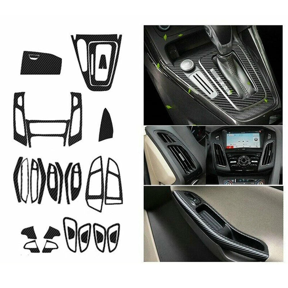/29pcs /Carbon /Fiber Air Vent Outlet Cover Trim Stickers For Ford For Focus 2015-2018 Left Hand Drive Car Interior Decoration A - view 6