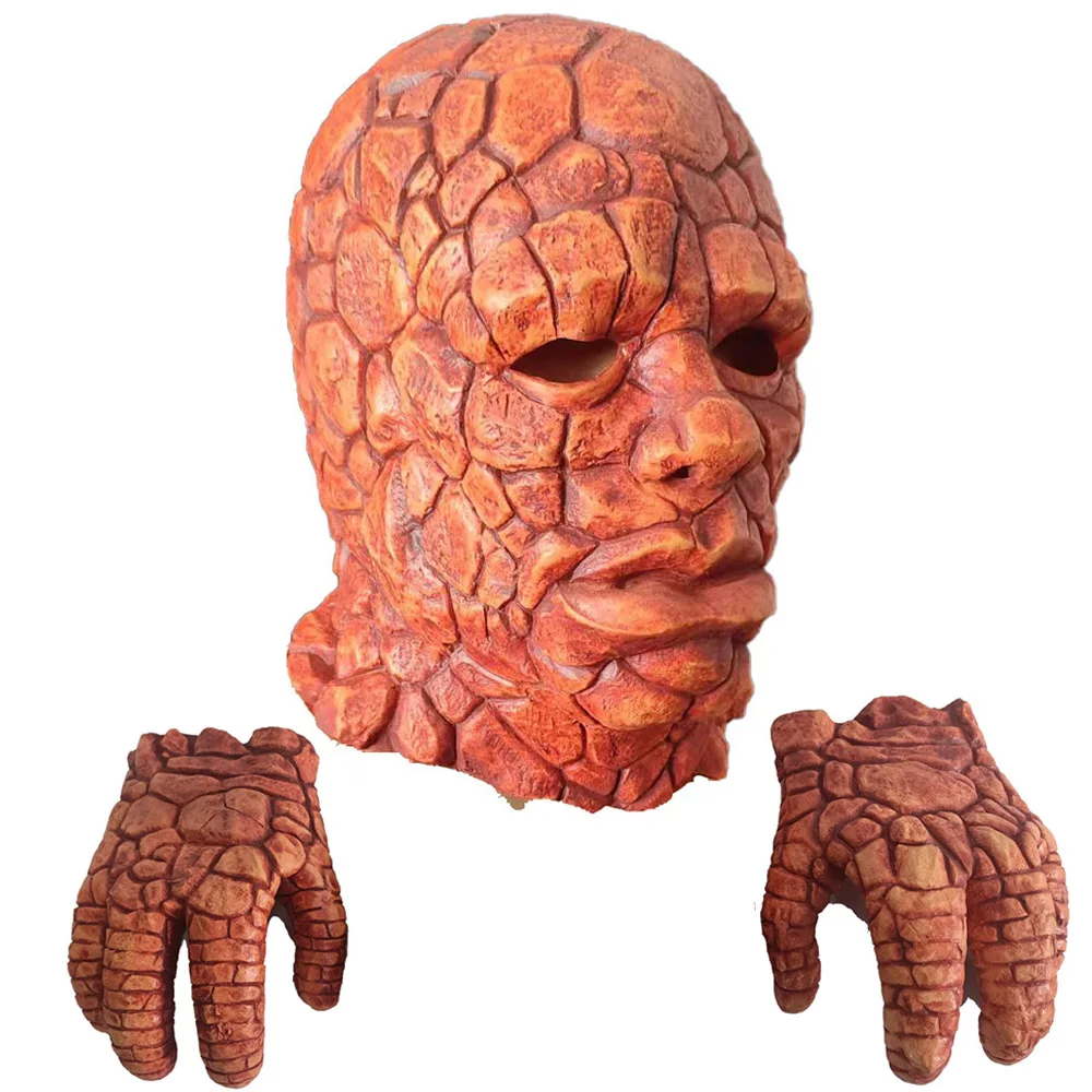 

Fantastic Four Thing Superhero Mask Cosplay Stone Monster Masks Gloves Halloween Carnival Dress Up Party Costume Props