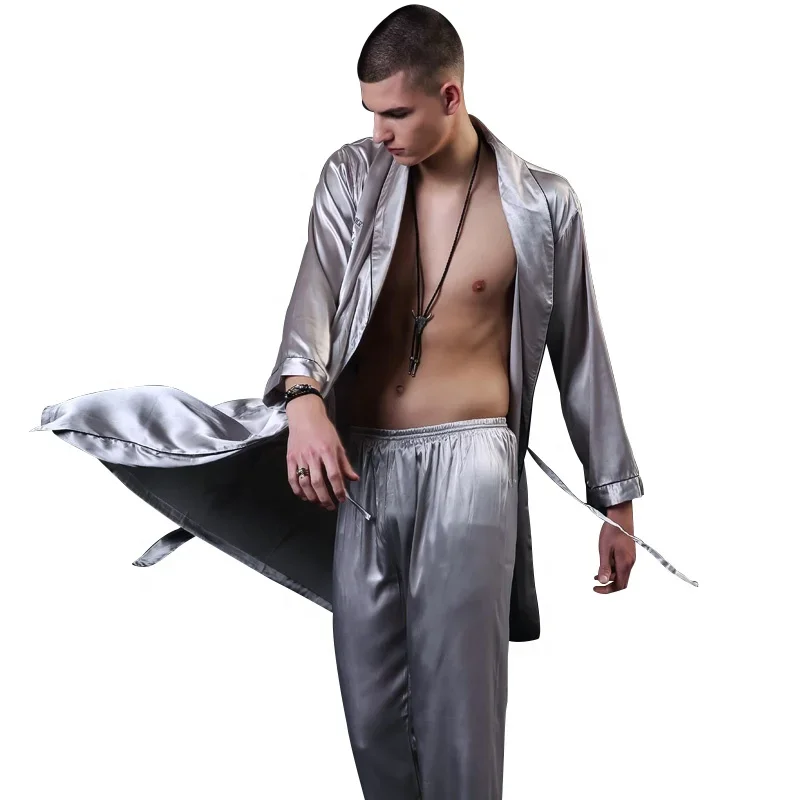 Comfortable warm bath new pajamas men's long robe two-piece suit