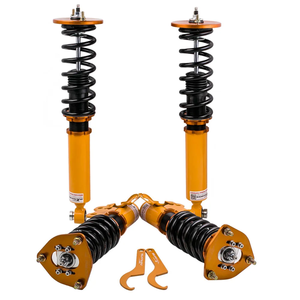 24 Ways Adj. Height+Camber Spring Strut Suspension for S14 200SX 240SX 1994-1998 Coil Over Spring Strut Shock Suspension Kit