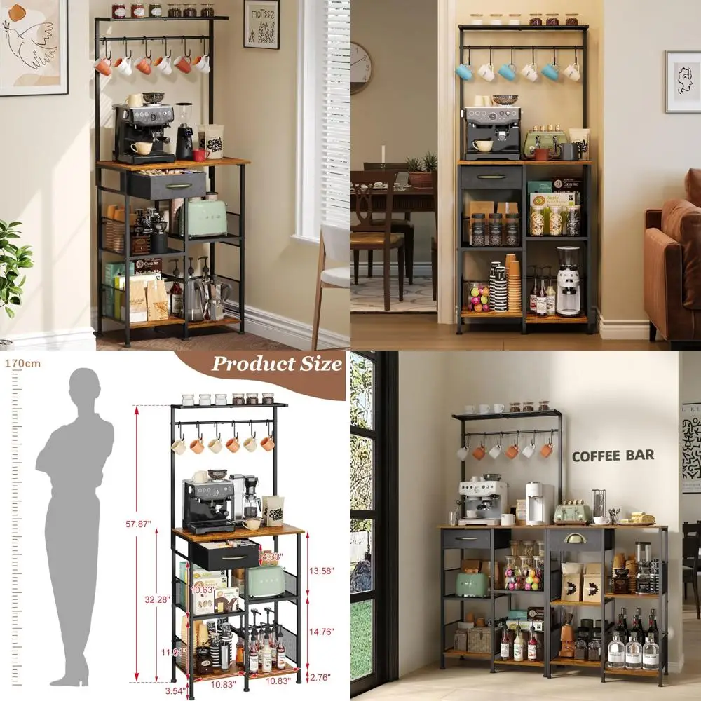

Farmhouse Style Corner Bar Cabinet with Storage Drawer and Extended Worktop for Small Spaces