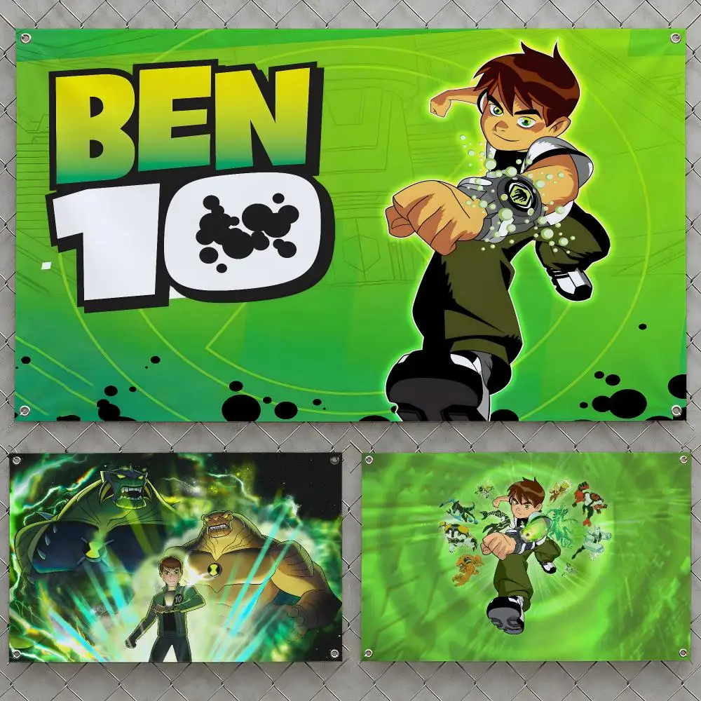 Cartoon Ben 10 Omnitrix Heatblast XLR8 Flags Wall Hanging Flag Banners For Birthday Parties Outdoor Bedroom Dorm Room Decor