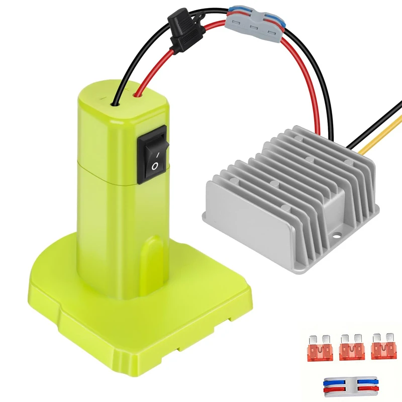

Понижающий преобразователь от 18 В до 12 В для адаптера батареи Ryobi 18 В, преобразователь напряжения постоянного тока 12 В, 15 А, понижающий преобразователь, регулятор с переключателем