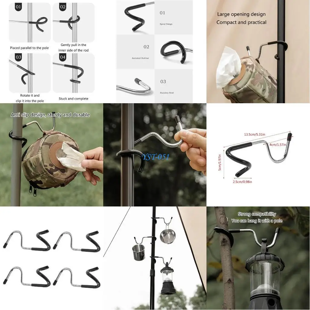 

E15A Practical Tent Hook Mountaineering & Backpacking Gear Metal Hook for Campers