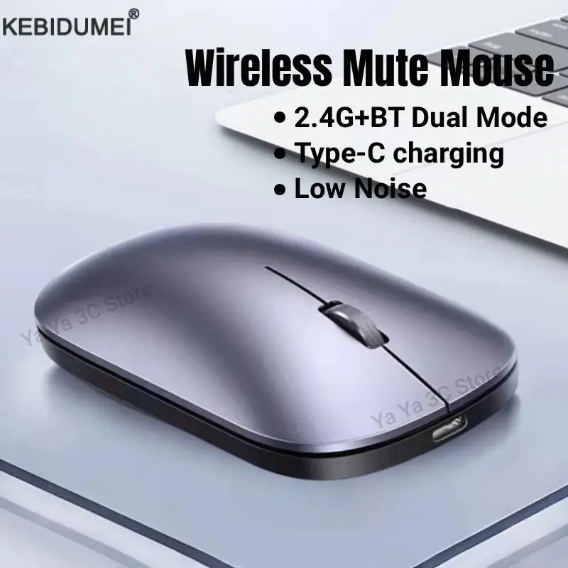 2.4Ghz Bluetooth Wireless Mouse Dual Mode Rechargeable Ergonomic Rechargeable Mice Gaming Mouse for PC/Laptop/Macbook