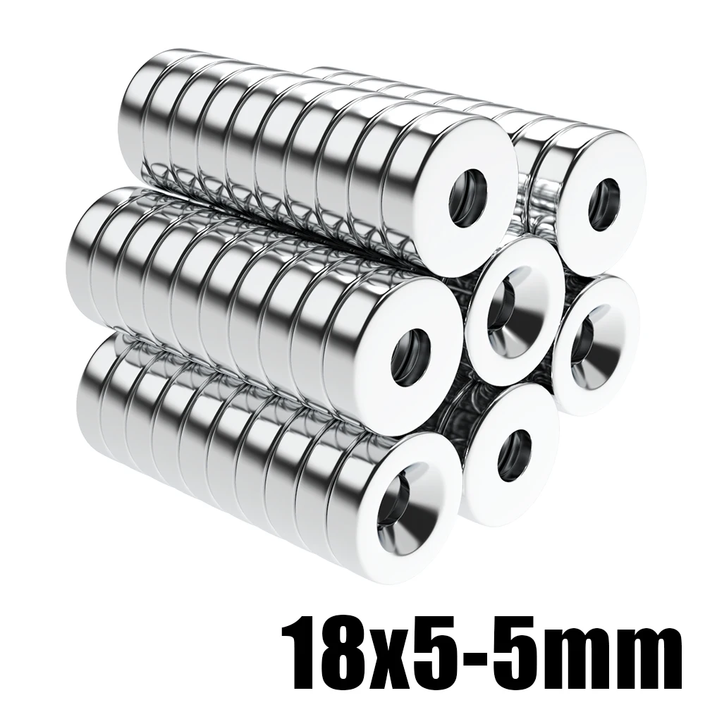 

2/5/10/20/50Pcs N35 Super Strong Magnet 18mm X 5mm Hole 5mm Round Magnetic NdFeB Neodymium magnet Powerful Disc imanes with hole