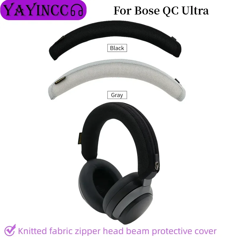 

Advanced feeling Quality Headphone Head Beam Cover for Bose QC Ultra Earphone Zipper knitted fabric headband protective cover ，