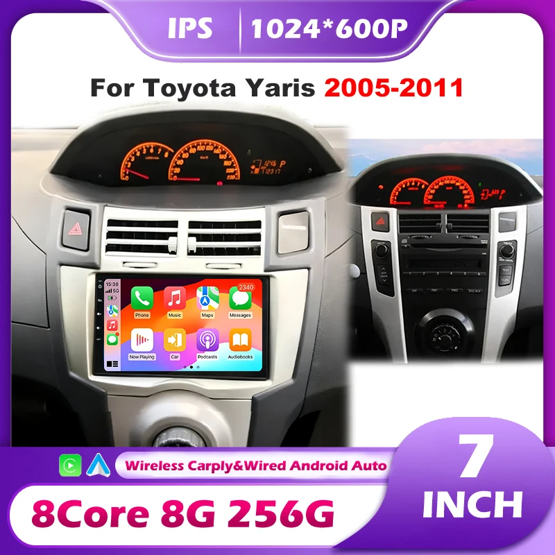 7' For Toyota Yaris 2005-2011 Car Carplay Screen Autoradio Auto Android 16 Radio Navigation GPS Multimedia Video Player BT Tools