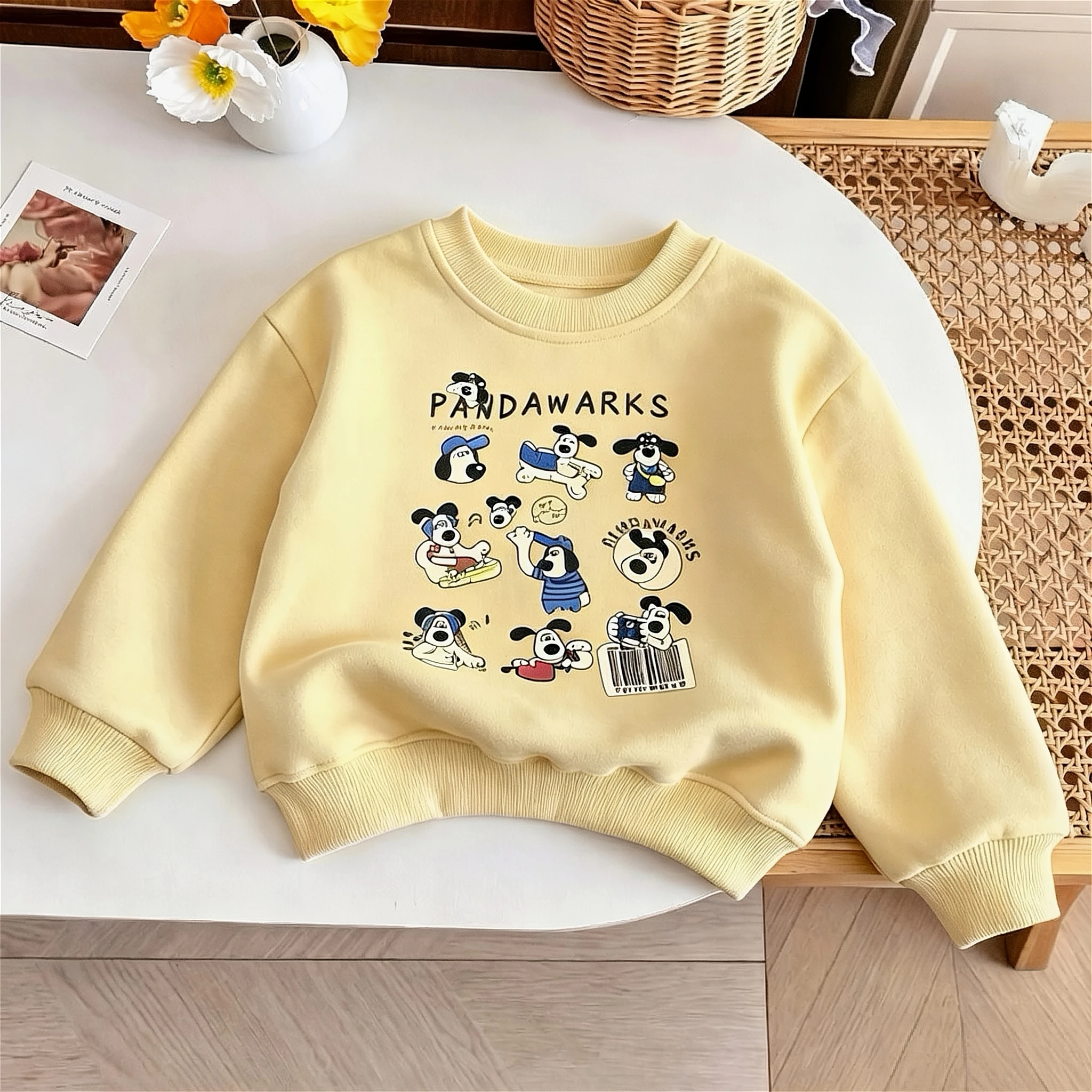 Cartoon Printed Baby Girl's Sweatshirts Tops Spring Fall Clothing Loose Fashion Casual Kids Hoodie Crewneck Children's Clothes