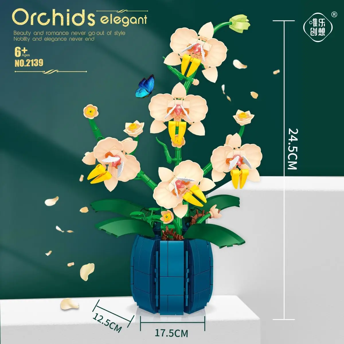 Orchid Building Blocks Flowers, Home Décor Accessory for Adults