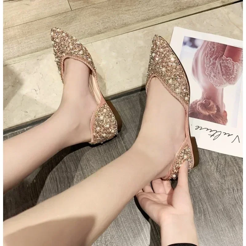 Women Fashion Flat Single Shoes Feamle Autumn Pointed Toe Shoes Flat Loafers Soft Sole Ladies Plus Size 35-40 Zapatos De Mujer