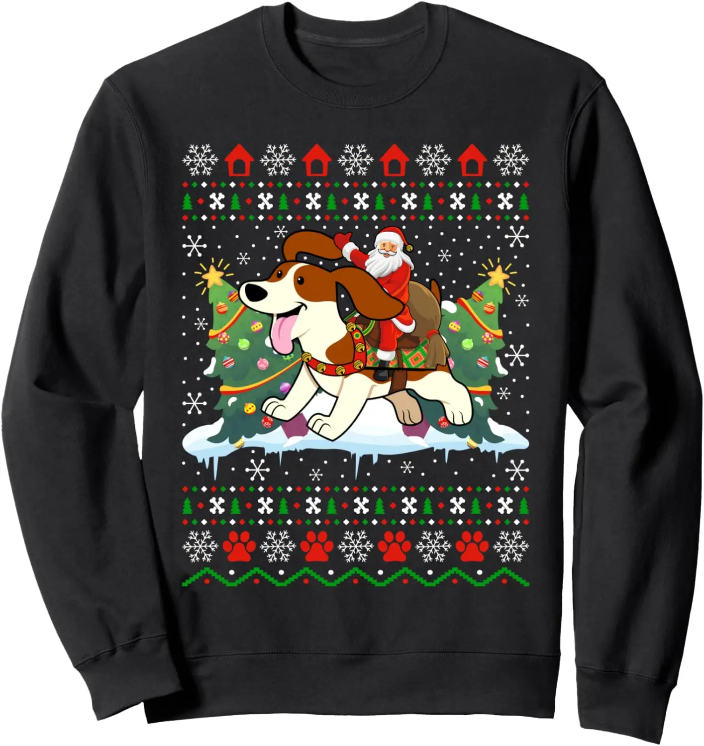 Beagle Dog Ugly Xmas Gift Santa Riding Beagle Christmas Sweatshirt