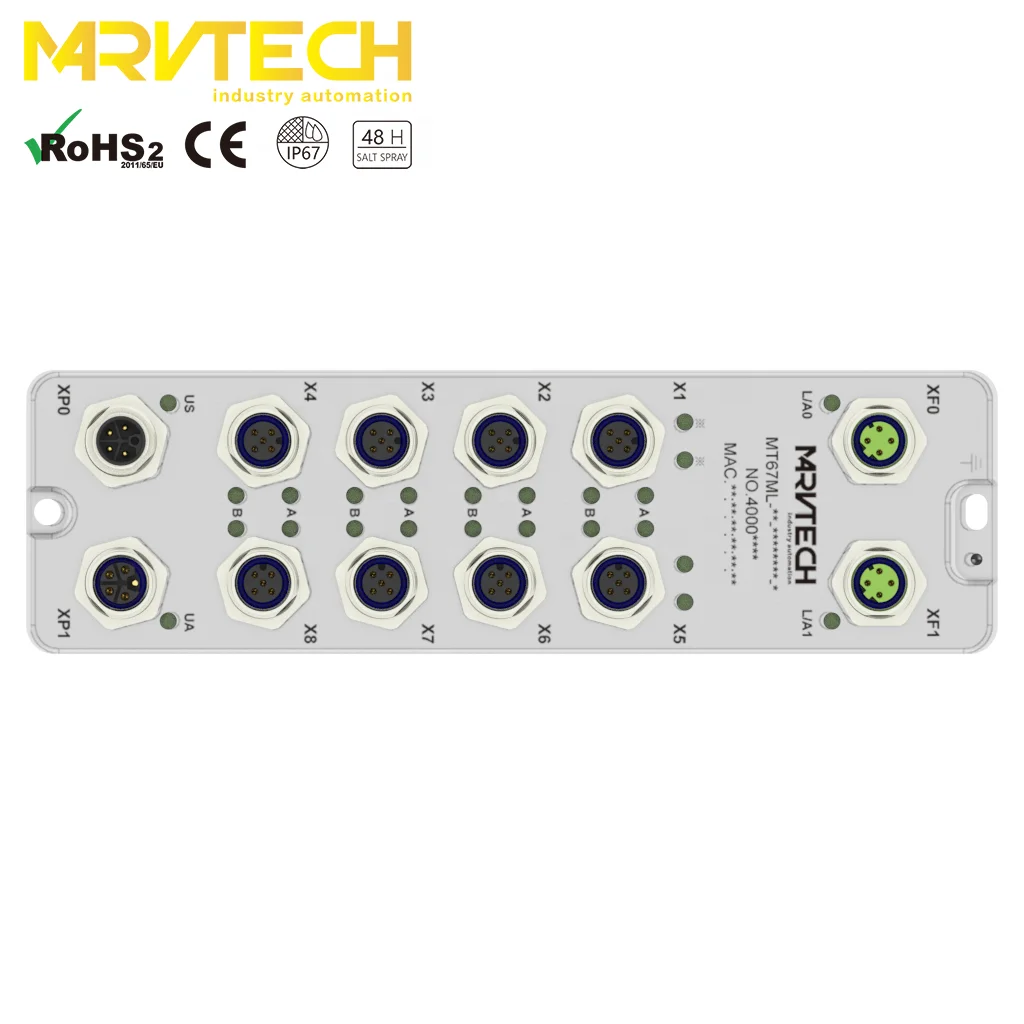 Marvtech IP67 M12 A code B code Fieldbus Module with 8 channel input connectors ethercat valve parts industrial pc IO-Link