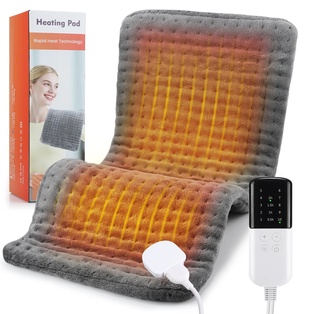 60x30cm Electric Heating Mat Pad for Back Shoulder 10 Heat Levels 4 Auto-Off Timers Washable Dry & Moist Heat Heating Pad