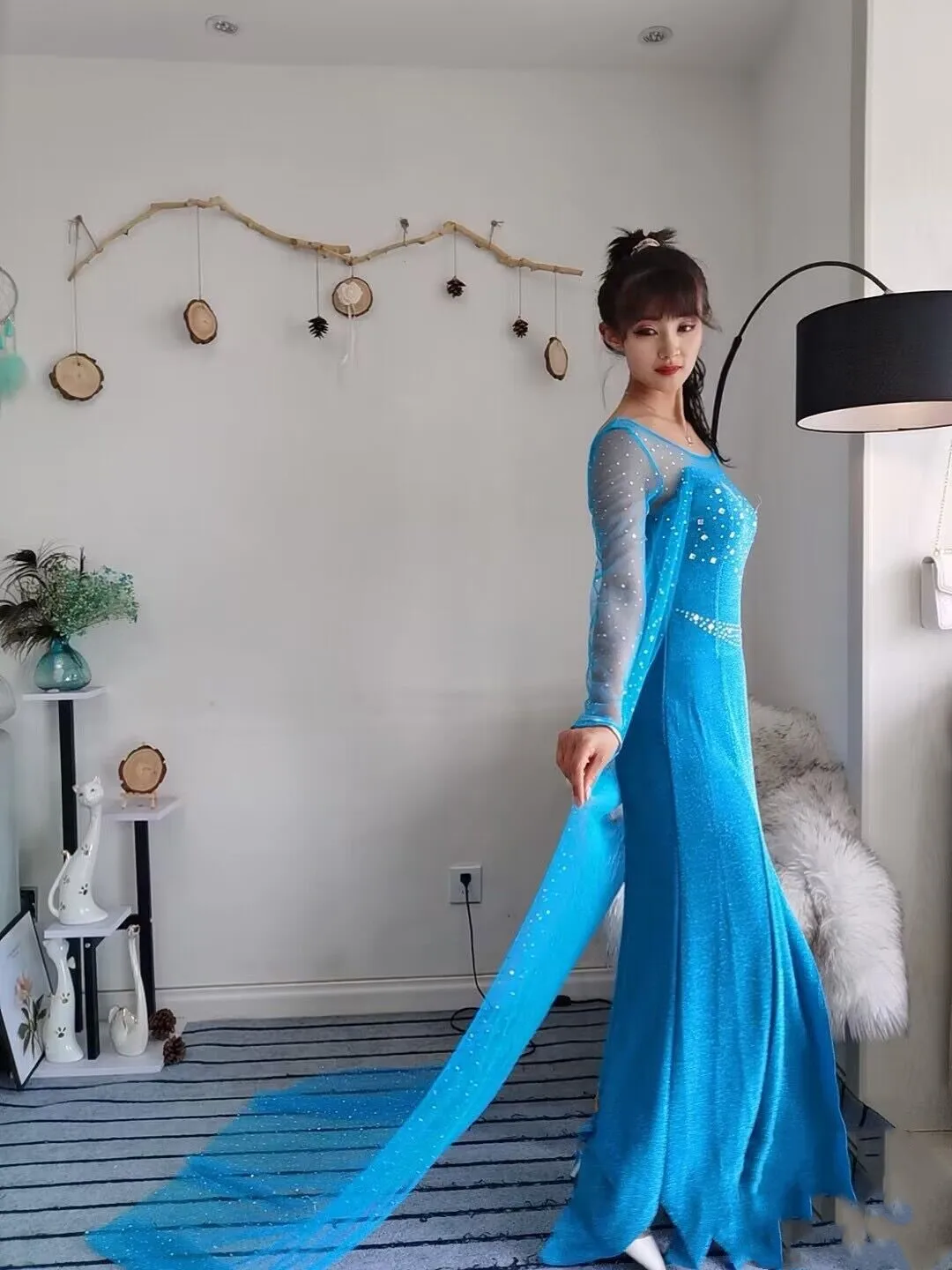 Elsa Princ Dr Ice Age Queen Kostüm Erwachsene Transformation Langes Kleid Halloween Performance Outfit Traditionelles Hanfu Bühnenkleid...