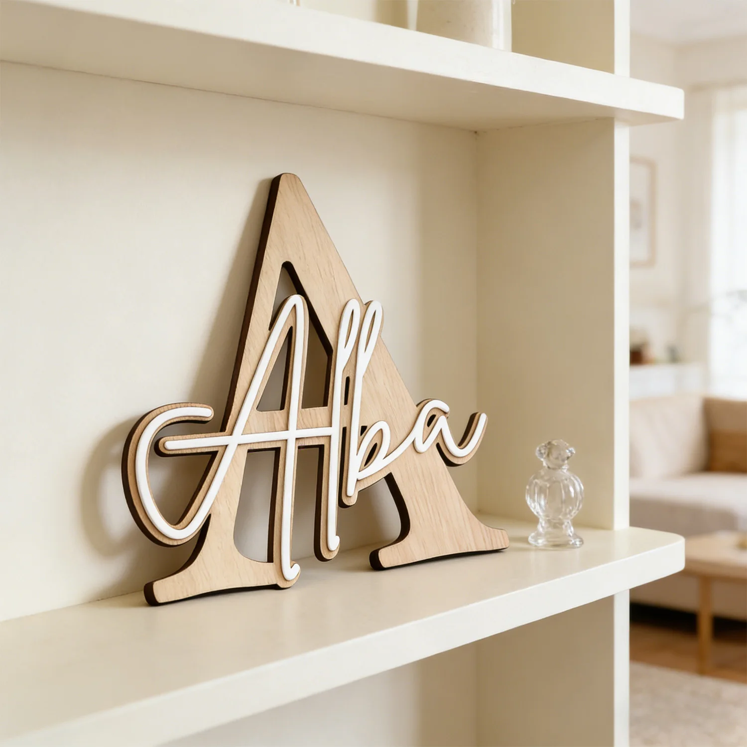 1pc Customized Double-layer Wooden Name Tag, Children's Room Decoration, Bedroom/door Name Decoration, Birthday Decoration Gift image 3
