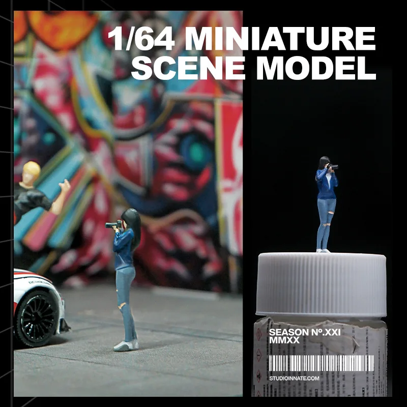1:64 Anime Photography girl Mini Doll Figure Model miniature Photography props Scene Model DIY Sand table landscaping ornament