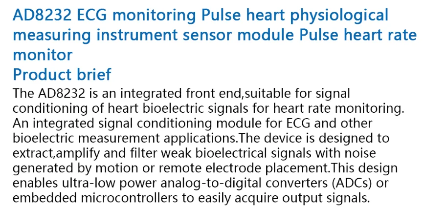 AD8232 EKG Physiologische Messung Puls Herzfrequenzmesser Sensor Modul Kit mit 3 Elektroden Drähte für Arduino R3 – Detail 2