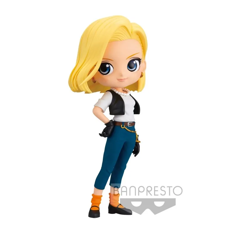 Bandai Original Dragon Ball  Q Posket Android 18 Android 17 Anime Action Figures Toys for Boys Girls Kids Gift