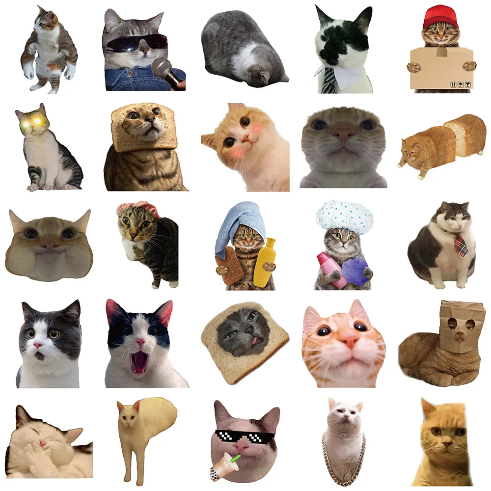 10/30/50PCS New DIY Cat Cartoon Personality Creative Computer Luggage Water Cup Car Decoration Waterproof Sticker Wholesale