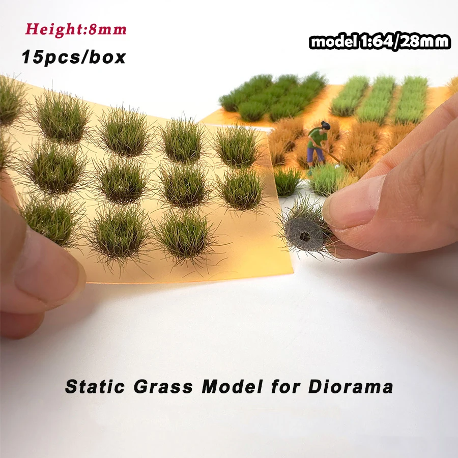 

Height 8MM Static Grass Model Tuft Plant Scenery Ho N Scale DIY Railway Train Layout Military Scene Materials Diorama 15pcs/box