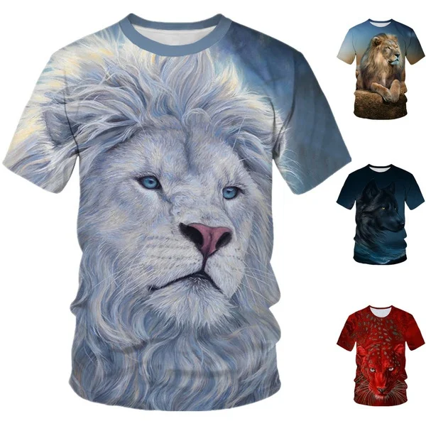 

Summer Fashion Men's 3D Animal Print T-Shirt Short Sleeve Wolf T-Shirt Fashion Avant-garde Streetwear Novelty Party Clothing