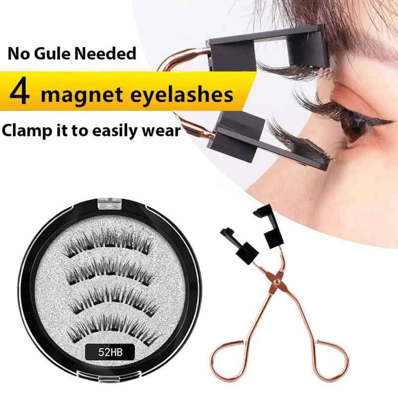 Natural Magnetic Eyelashes No Glue False Magnetic Eyelashes With Lashes Clip Reusable Natural Looking Soft Fake Lashes 3D