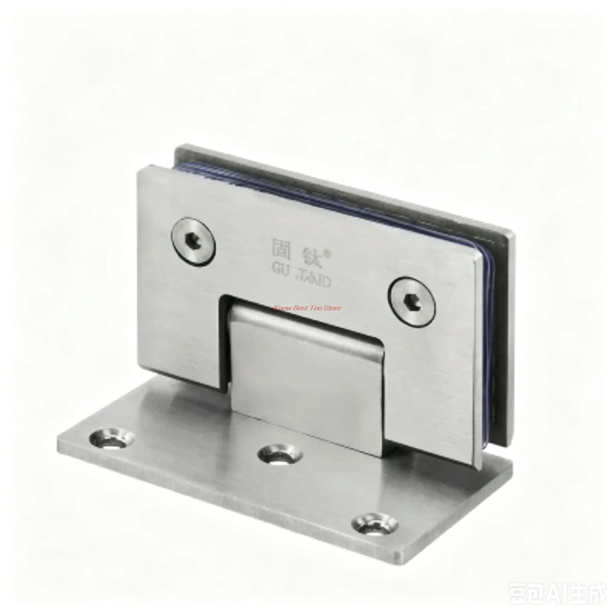 1PCS Stainless Steel Frameless Glass Nickel Brush Door Hinge 90 Degree Bathroom Clip Bathroom Folding Glass Clip