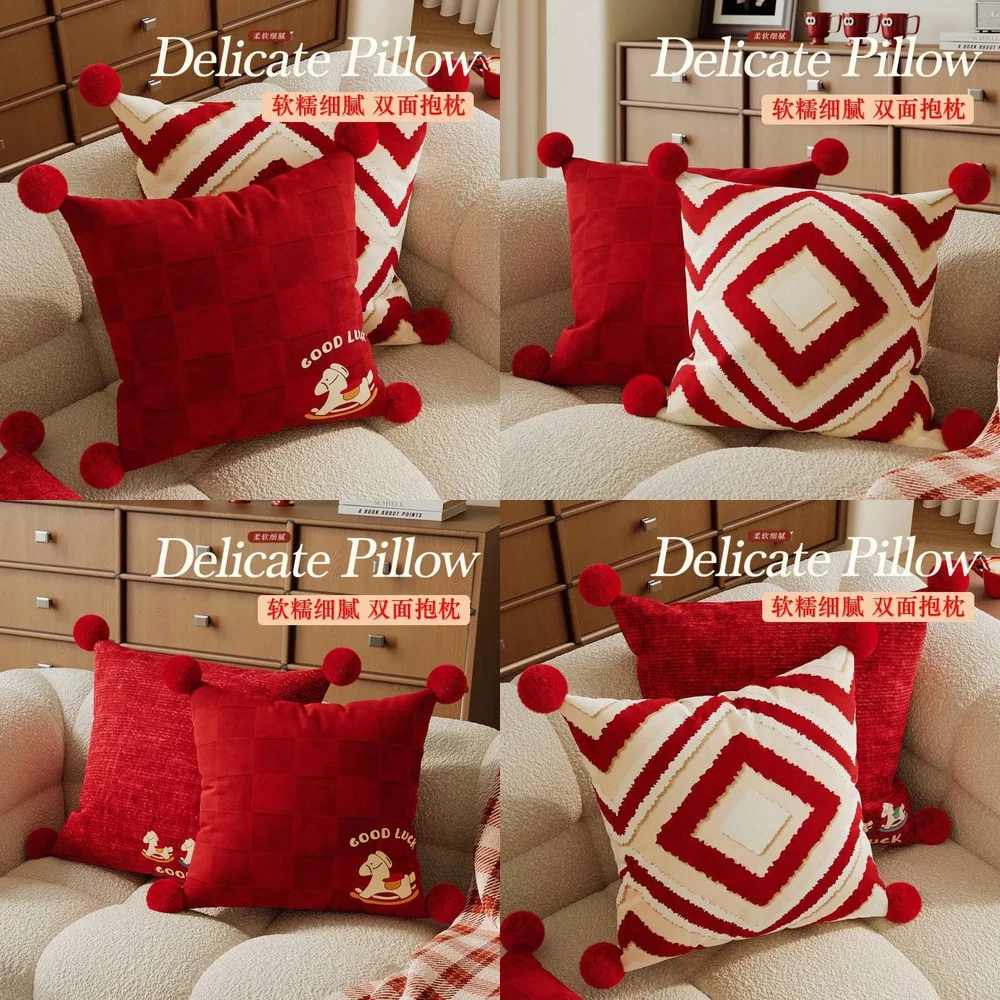 

Новогодняя красная декоративная подушка-лежанка для собак и кошек, для спальни, гостиной, кровати, подушка-спинка, праздничное украшение для дома