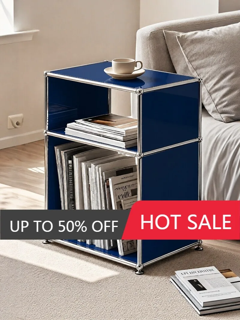 Multifunctional Bauhaus-style Small Coffee Table With Storage—featuring A Dual-layer Design And Mini Shelving Unit