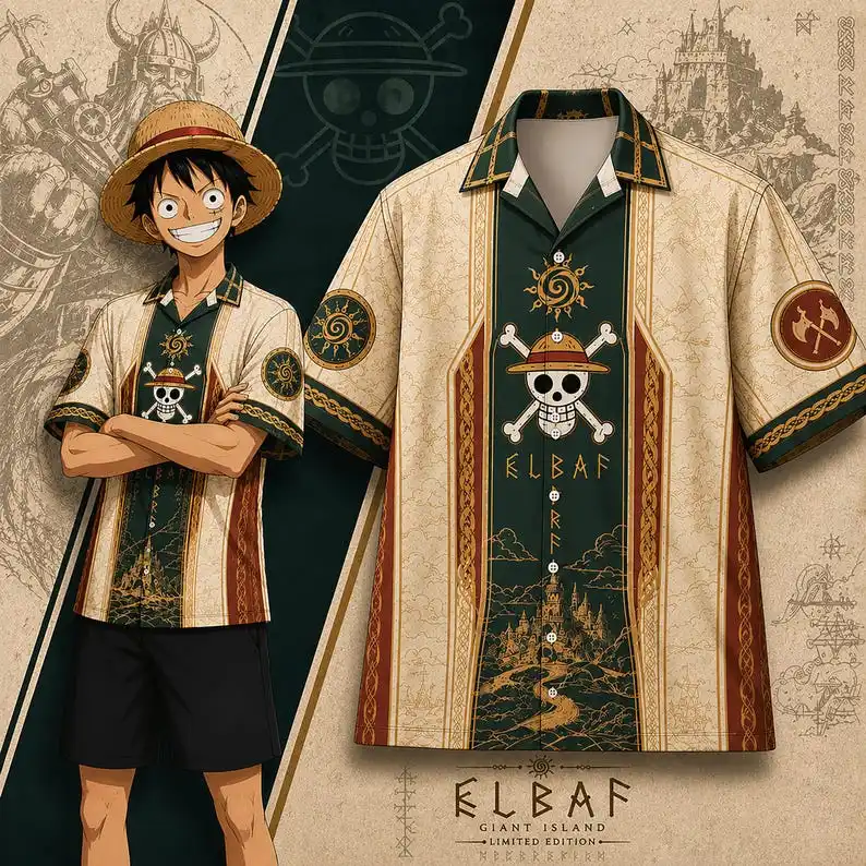 Hot selling anime Luffy adult children 3D printed breathable short sleeved shorts couple casual set single piece shirt T-shirt