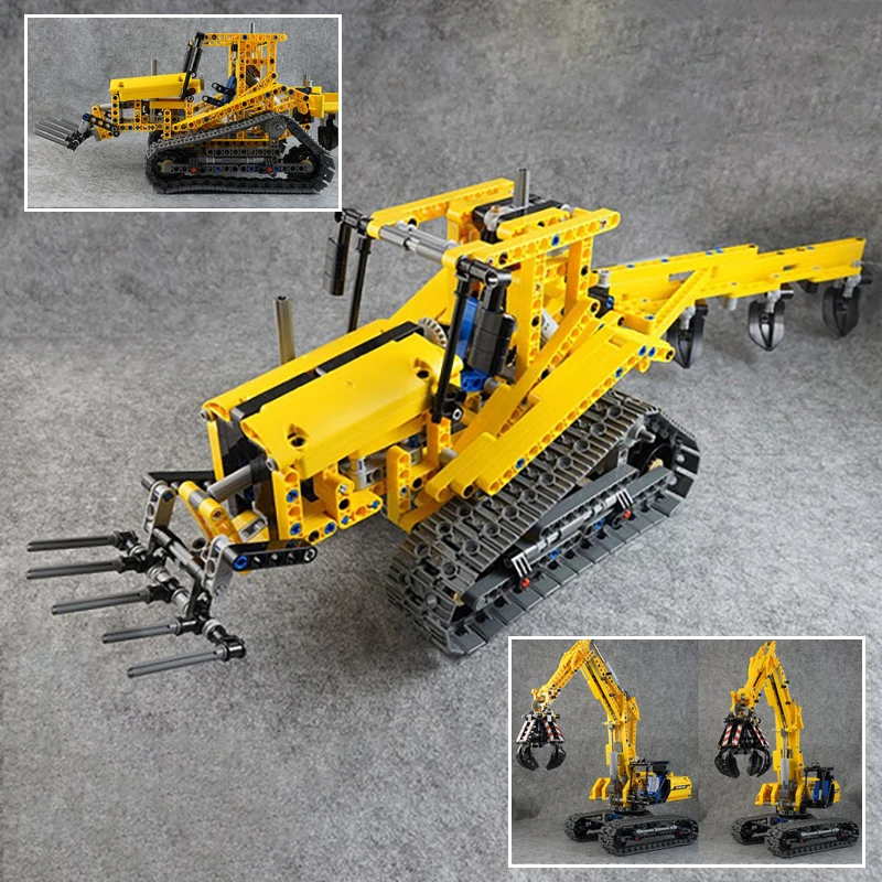 IN STOCK 720pcs 2 in 1 Engineering Technical Excavator Building Blocks Model MOC Bulldozer Bricks Toys Boys Birthday Gift Set