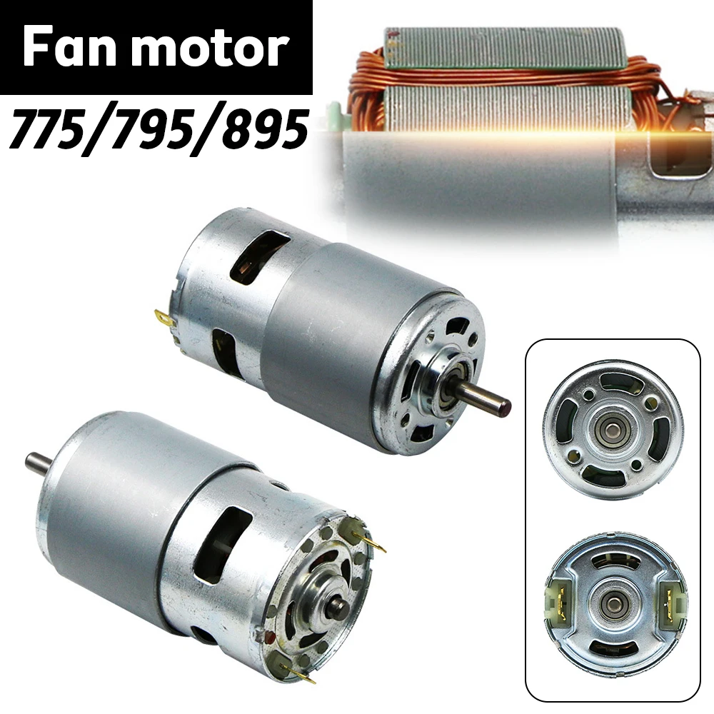 

775 795 895 DC Brush Motor 12V 6000~12000RPM High Speed High Power Large Torque with Ball Bearing Cooling Fan for Drill Diy