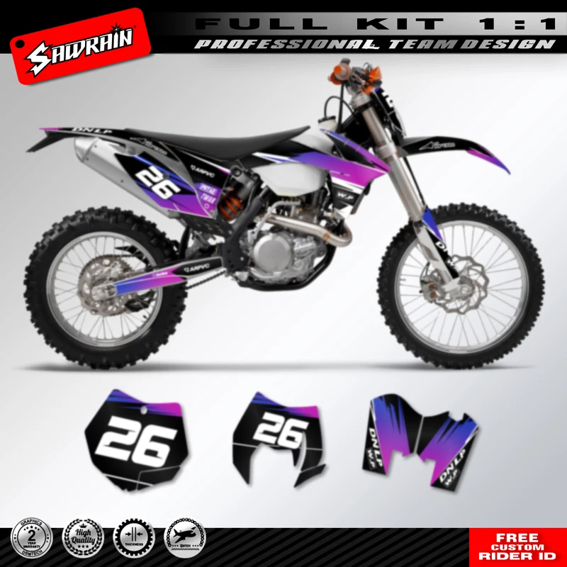 

Sawrain Motorcycle Waterproof Sticker Custom Team Graphics Decals Kit For KTM SXF 2011 2012 EXC 2012 2013 Dark Purple