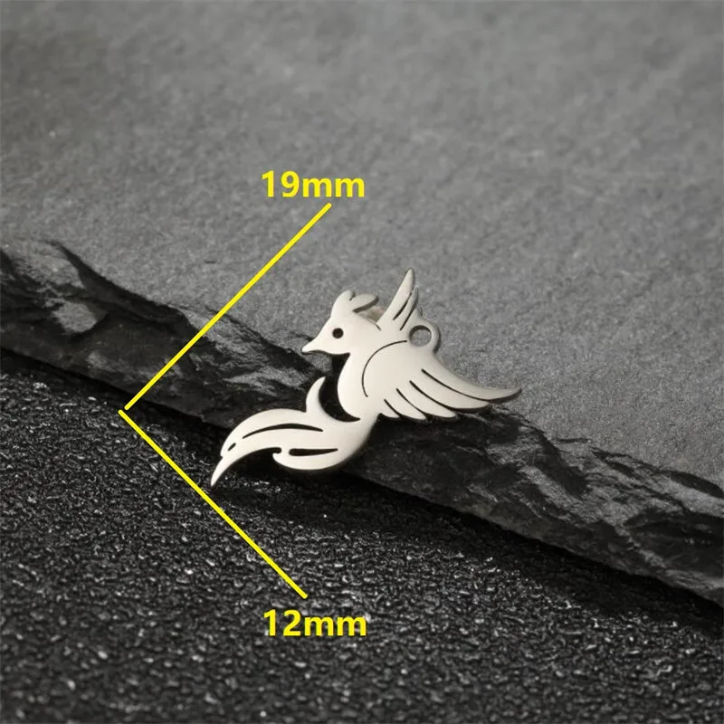 5pc Vintage Stainless Steel Phoenix Hummingbird Pendant Flying Animal DIY Jewelry Making Bird Charm Necklace Earring Accessories