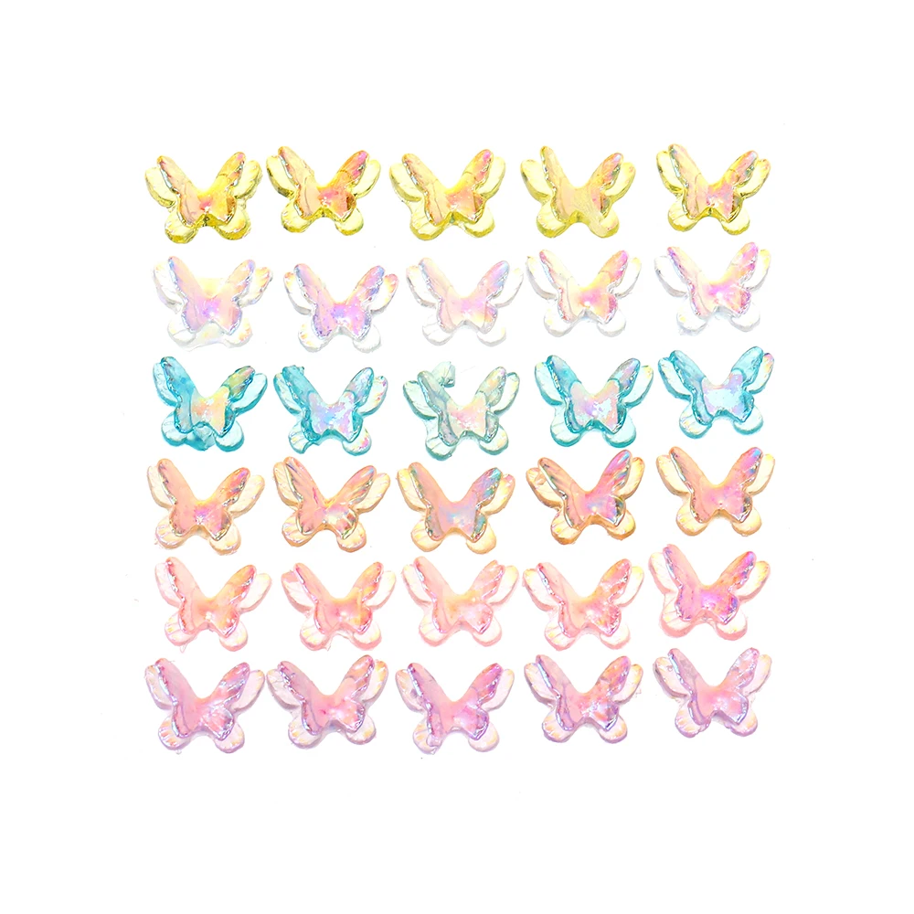 

AB Colored Mini Butterfly DIY Phone Case Nail Art Crystal Butterfly Stud Earrings Hairpin Hair Accessories Resin Accessories