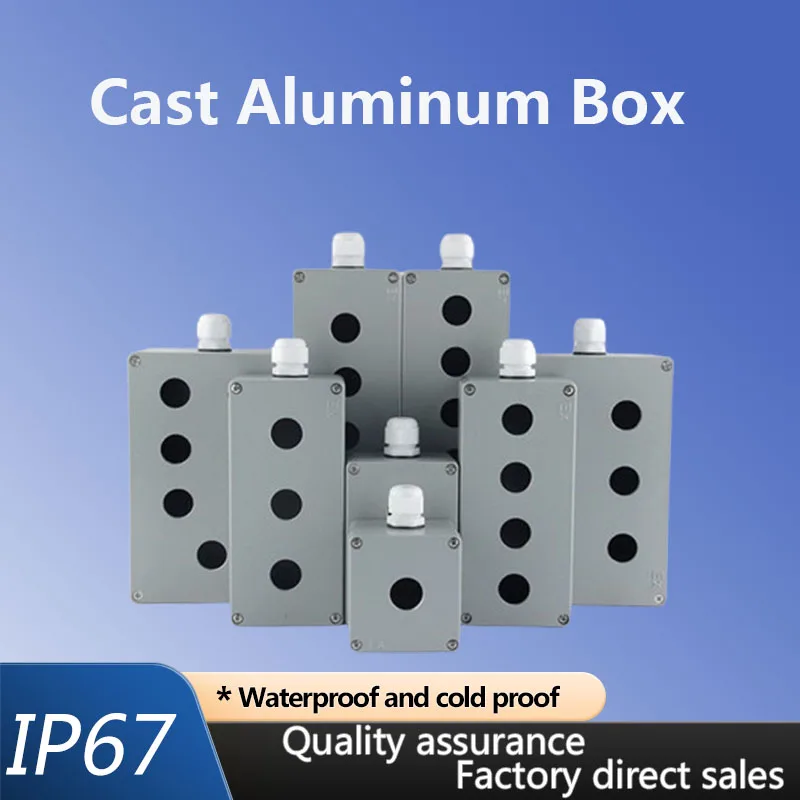 

IP67 Waterproof Cast Aluminium Explosion-proof Button Box Industrial Electric Power Control Junction Box Open Hole Diameter 22mm