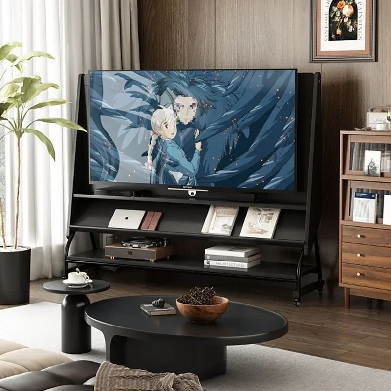Solid wood removable TV cabinet living room household small apartment modern simple floor storage TV bracket