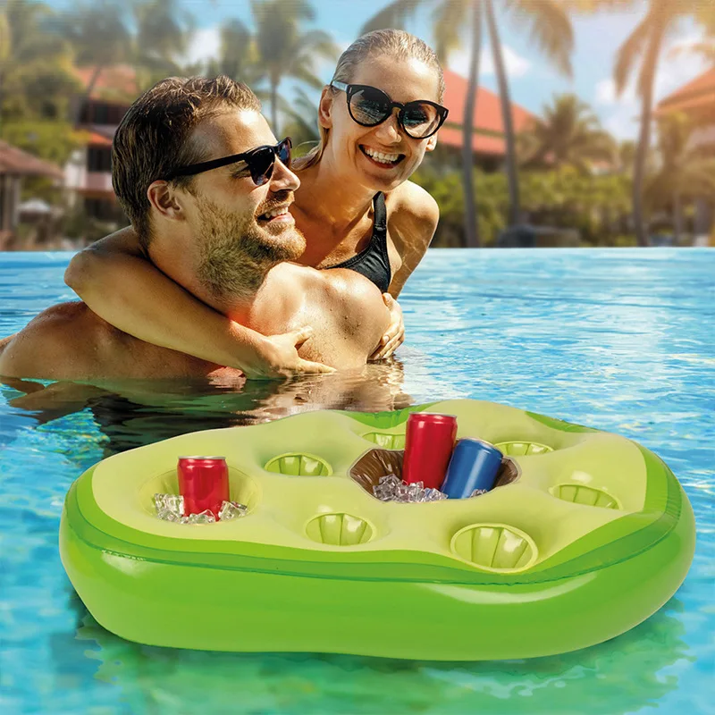Floating Platform Summer Ice Bar Ice Bucket Fruit-shaped Cup Holder Inflatable Floating Platform Waterborne Green Plant Floating