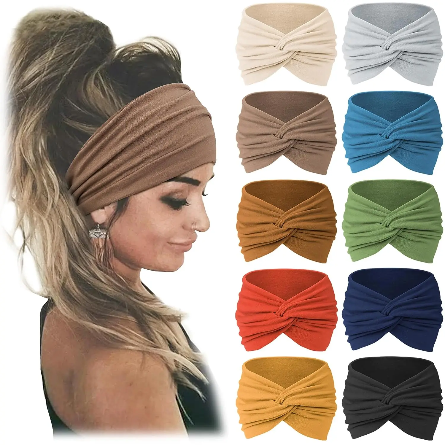 Diadema deportiva bohemia europea y americana para mujer, diadema ancha elástica para Yoga, accesorios para el cabello para correr