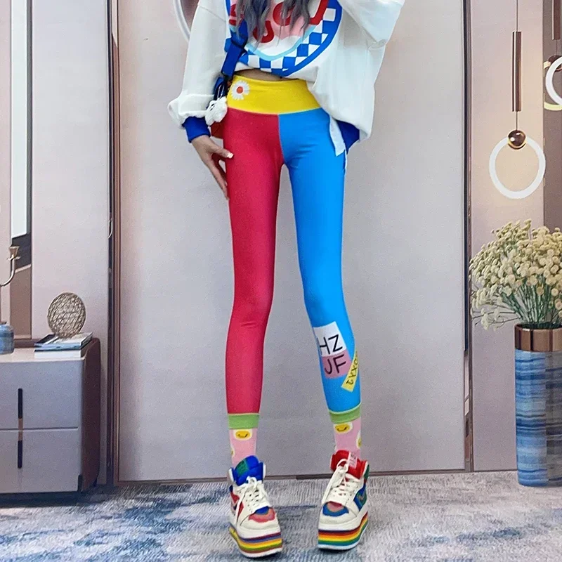 

Ladies Fashion Casual Cool Graffiti Elastic Pants Women Clothing Girls Streetwear High Waist Leggings Female Sexy Clothes 1032 2