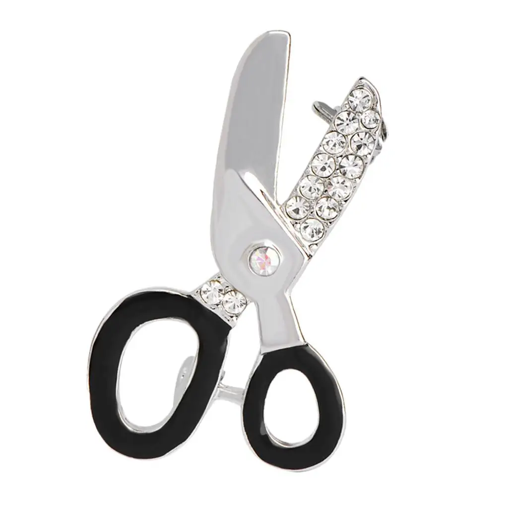 Rhinestone Scissor Brooch Pin Alloy Fashion Jewelry Accessory for Women Wedding Engagement